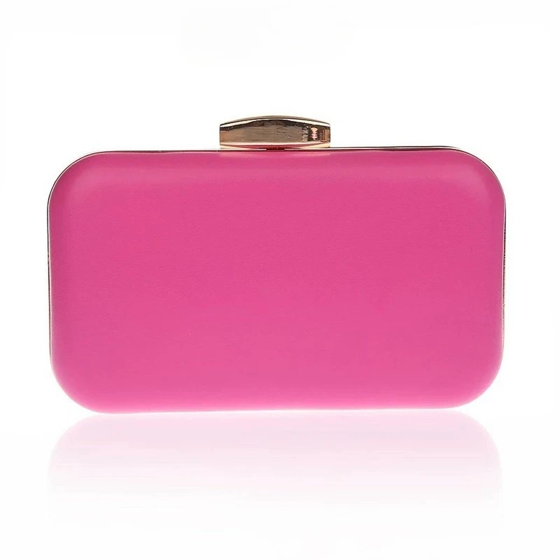 

Hot Pink Handbag Fashion Women's Glossy PU Gold Buckle Square Shape Evening Bags Wedding Party White Clutch Chic Bridal Purse