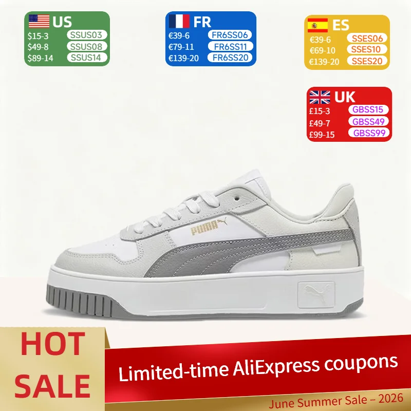 

Puma Carina Street-Style Casual Sneakers: Versatile, Comfortable, and Perfect for Everyday Wear – Women's White/Gray 389390-20