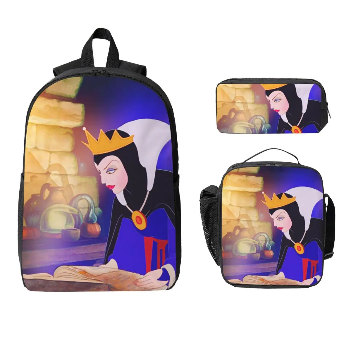

Рюкзак Disney Villains Challenge, студенческая сумка для книг, школьная сумка, компьютерные сумки на плечо, 3 шт., изолированная сумка для обеда, пенал
