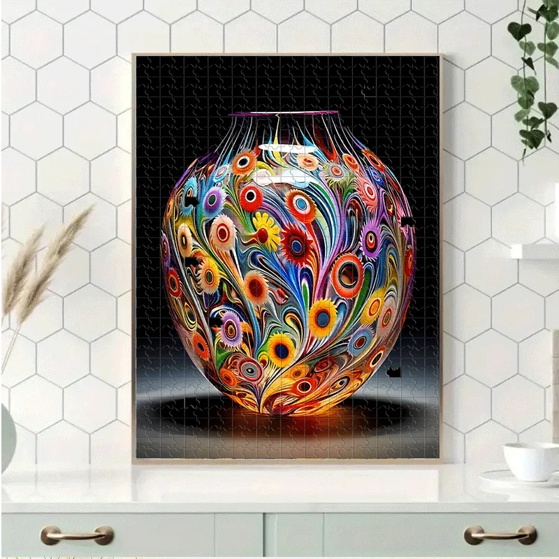 Vase, Colorful Pattern Puzzle 500pcs/1000pcs Adult Puzzle - Interactive Family Game, College Roommate Interaction - Brain Chal image 4