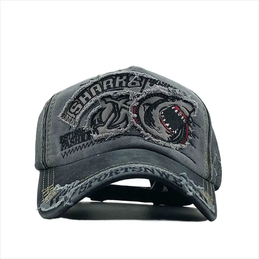 

Бейсбольная кепка унисекс с вышивкой акулы, регулируемая шляпа Snapback с животными, шляпа от солнца, хлопковая кепка-грузовик в стиле хип-хоп