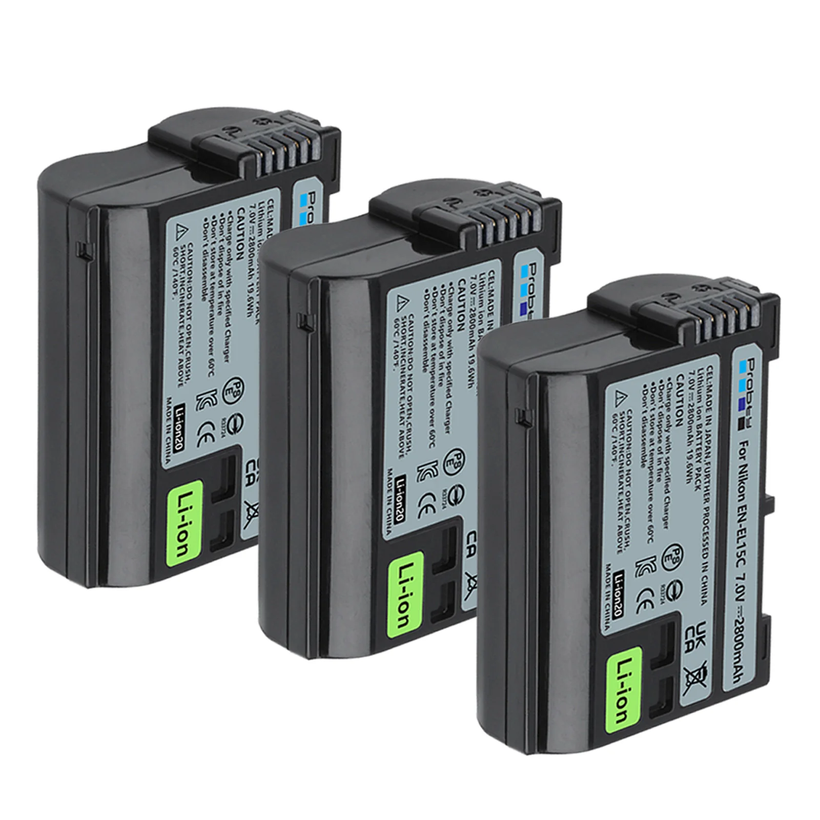 2800mAh EN-EL15C EN-EL15 battery for Nikon Z5, Z6, Z6 II, Z7, Z7II D7000 D7100 D7200, D850 D750 D7500 D810 D500 D800