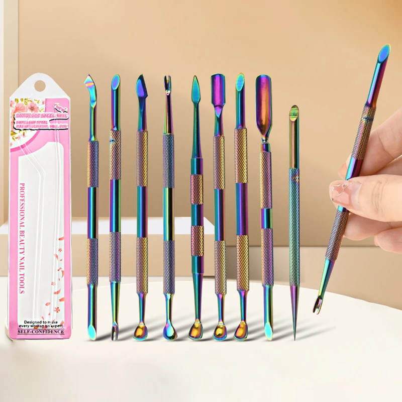 1pcs Double-ended Stainless Steel Cuticle Pusher Nail Dead Skin Push Remover For Pedicure Manicure Nail Art Cleaner Care Tool