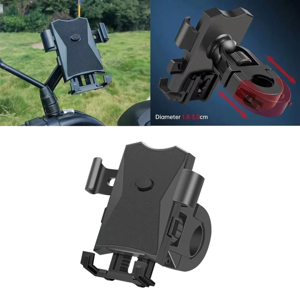 قفل ميكانيكي حامل جوّال بلاستيكي أسود حامل هاتف دراجة نارية قابل للتعديل زاوية عرض ملحقات ركوب الخيل في الهواء الطلق #4