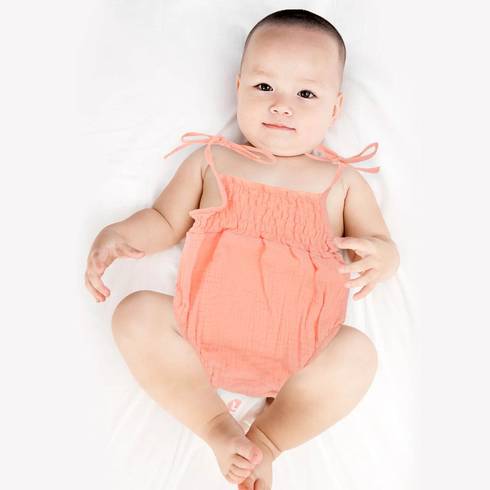 

Cotton Linen Infant Suspender Romper Adjustable Shoulder Straps Baby Summer Clothes Soft Breathable Newborn Outfit