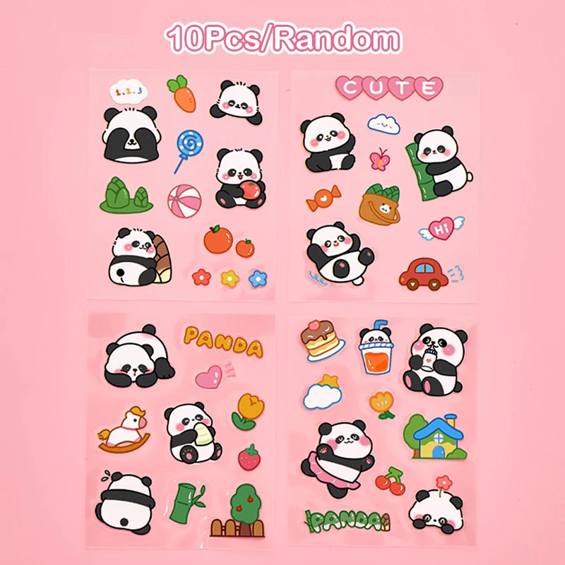 Cute Creative Cartoon Panda Pattern Stickers Stationery Stickers PET Handbook Material DIY Water Cup Phone Case Decor Stickers