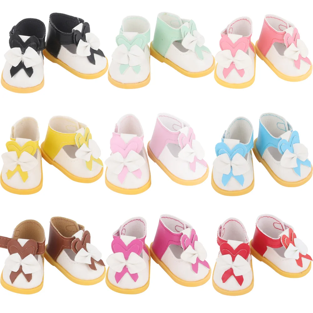 1/6 Cute 5.5cm PU Leather Bow Doll Shoes Boots For 14