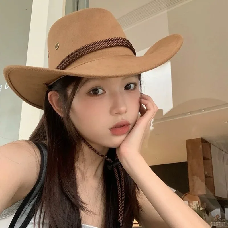 

Artificial Suede Western Cowboy Hats For Men Gentleman Cowgirl Jazz Hat Curved Brim Party Travel Hat Panama formal hat