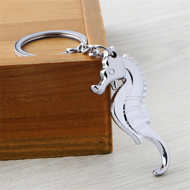 Creative Hot Sale Metal Hippocampus Keychain Men Women Fashion Pendant Keyring Jewelry Punk Rock Car Key Accessories 2024 New