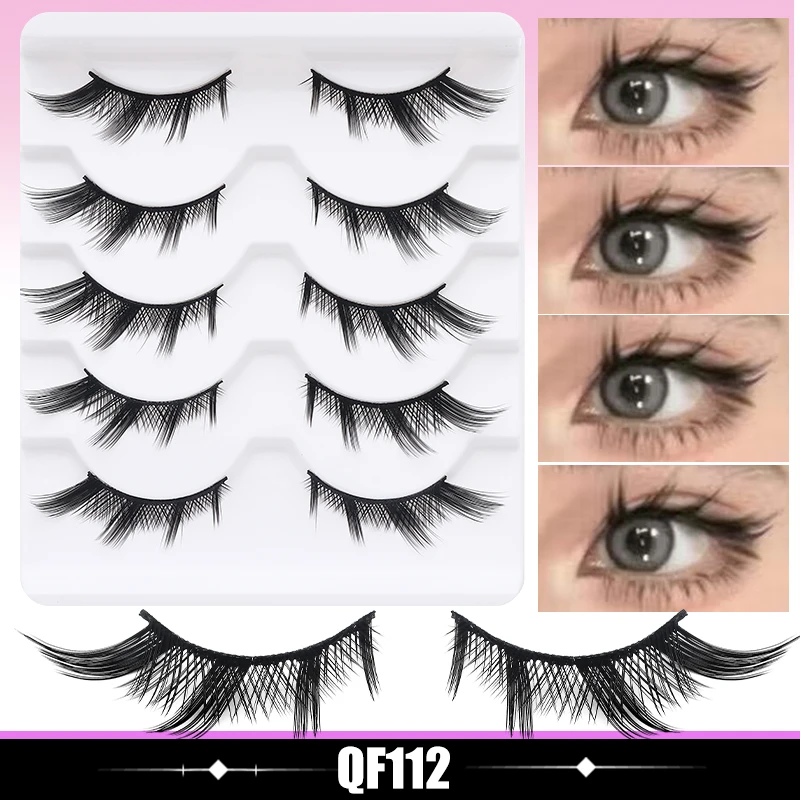 DINGSEN 5 Paar Wimpern, Künstliche Wimpern, Natürliche Lange Manga-Wimpern, Geflügelte Enden, Augenverlängernde Wimpern, Künstliche Wimpern für Make-up – Detail 9
