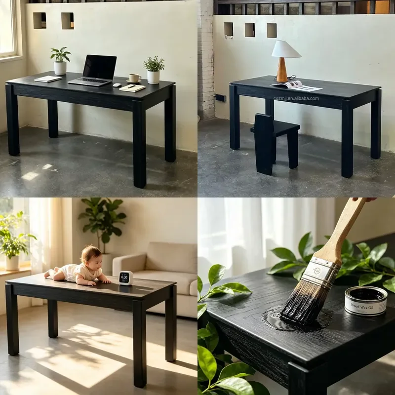 Table De Bar Solid Wood Construction Thick Tabletop Reinforced Footrest Modern Furnishing for Home Bar Cafe Pub Lounge