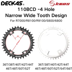 DECKAS  4 Claw Chainring Road Bike Narrow Wide Chainwheel 110BCD forShimano R7000 R8000 R9100 R9000 4700 5800 6800 R2000 R3000