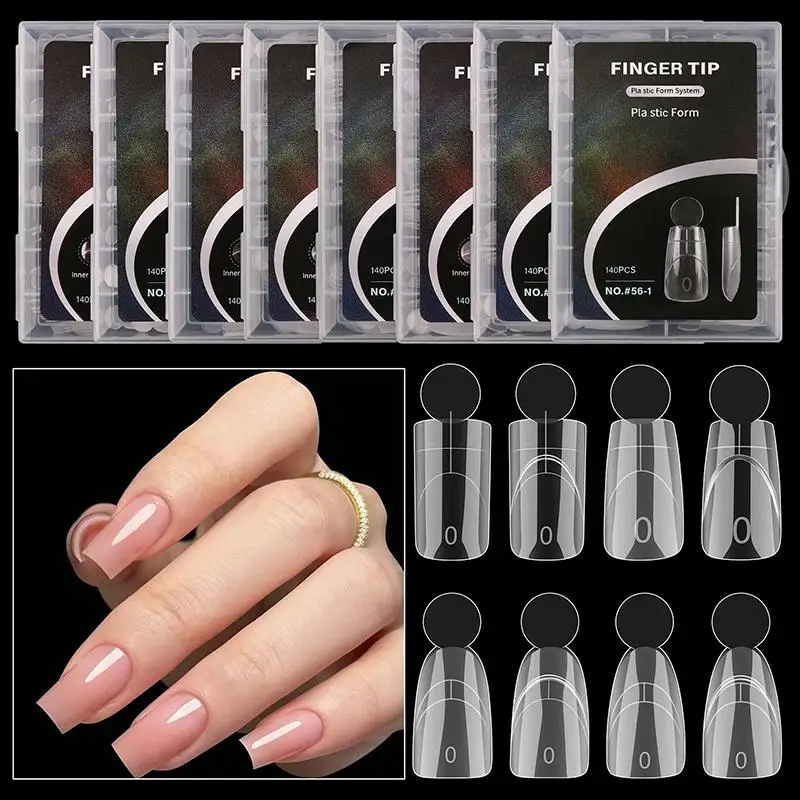 140Pcs French Nail Dual Forms Inner French Line Full Cover Nail Molds for Gel Polish Extension Home & Salon Use