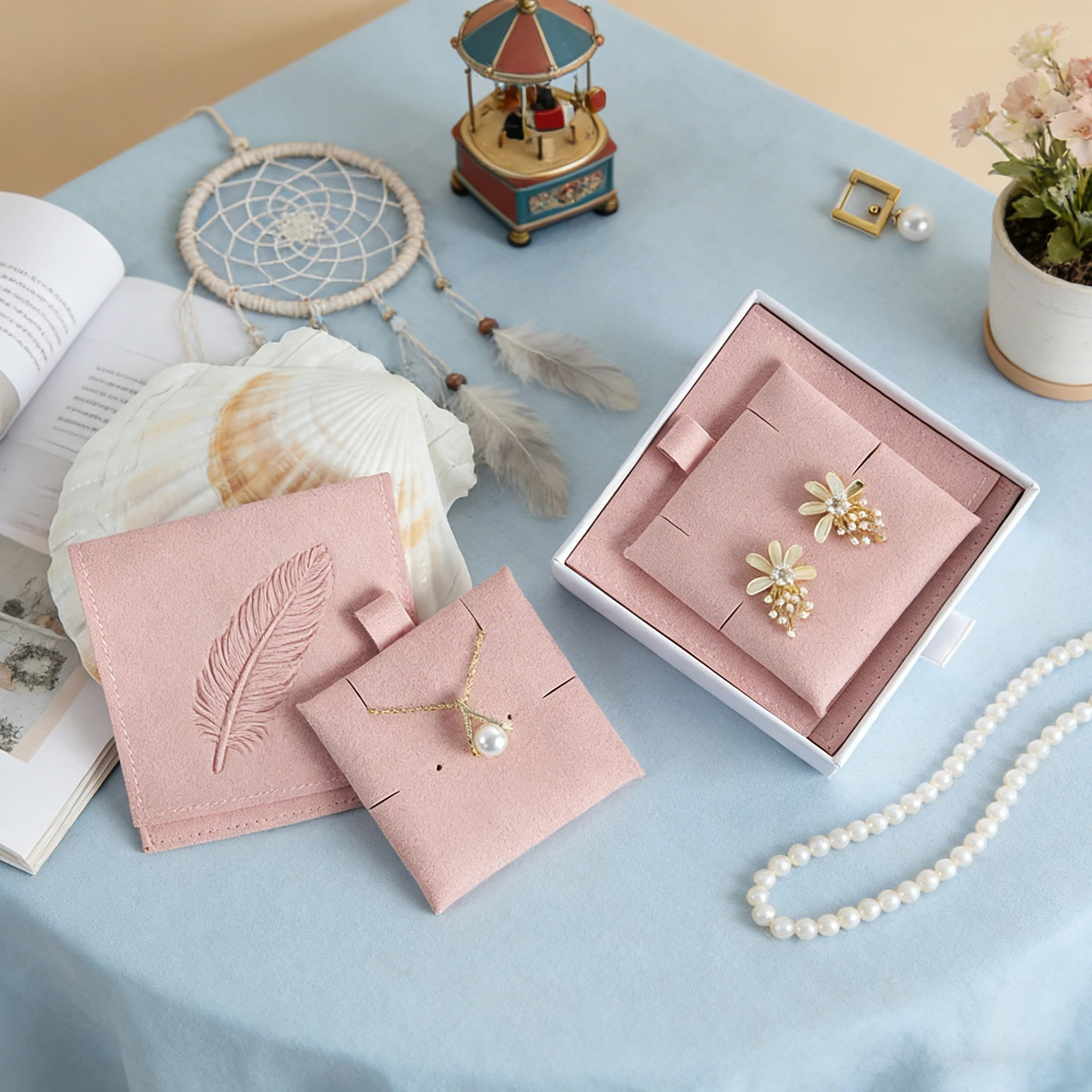 sacchetti-in-microfibra-personalizzati-con-logo-e-scomparto-interno-borse-espositive-in-velluto-per-gioielli-custodie-per-orecchini-collane-e-bracciali