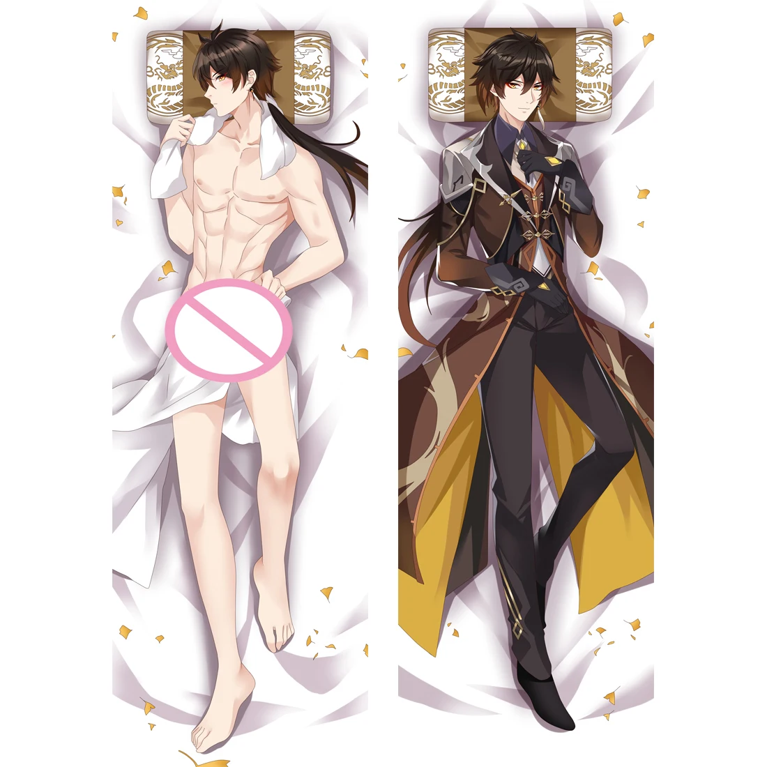 

2WAY/WT Genshin Impact Zhongli Cosplay Pillowcase Male Dakimakura Peachskin 2-Side Hugging Body Pillow Case Otaku Pillow Cover