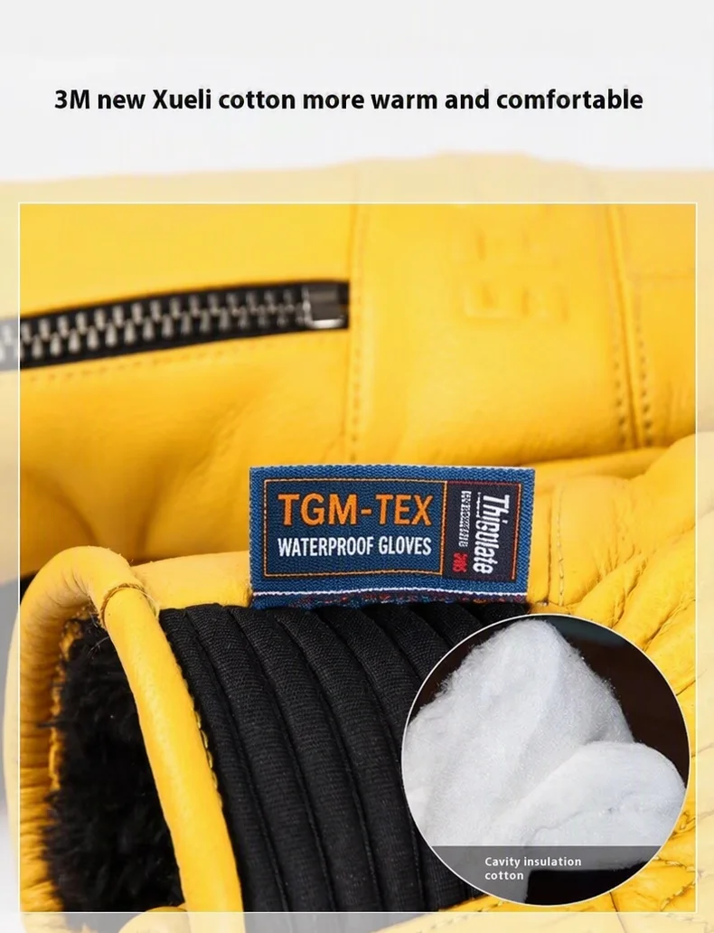 New Upgrade Thicken Ski Gloves Warm Windproof Waterproof Bicycle, Snowmobile Touch Screen, Inner Five-Finger Windproof Glove
