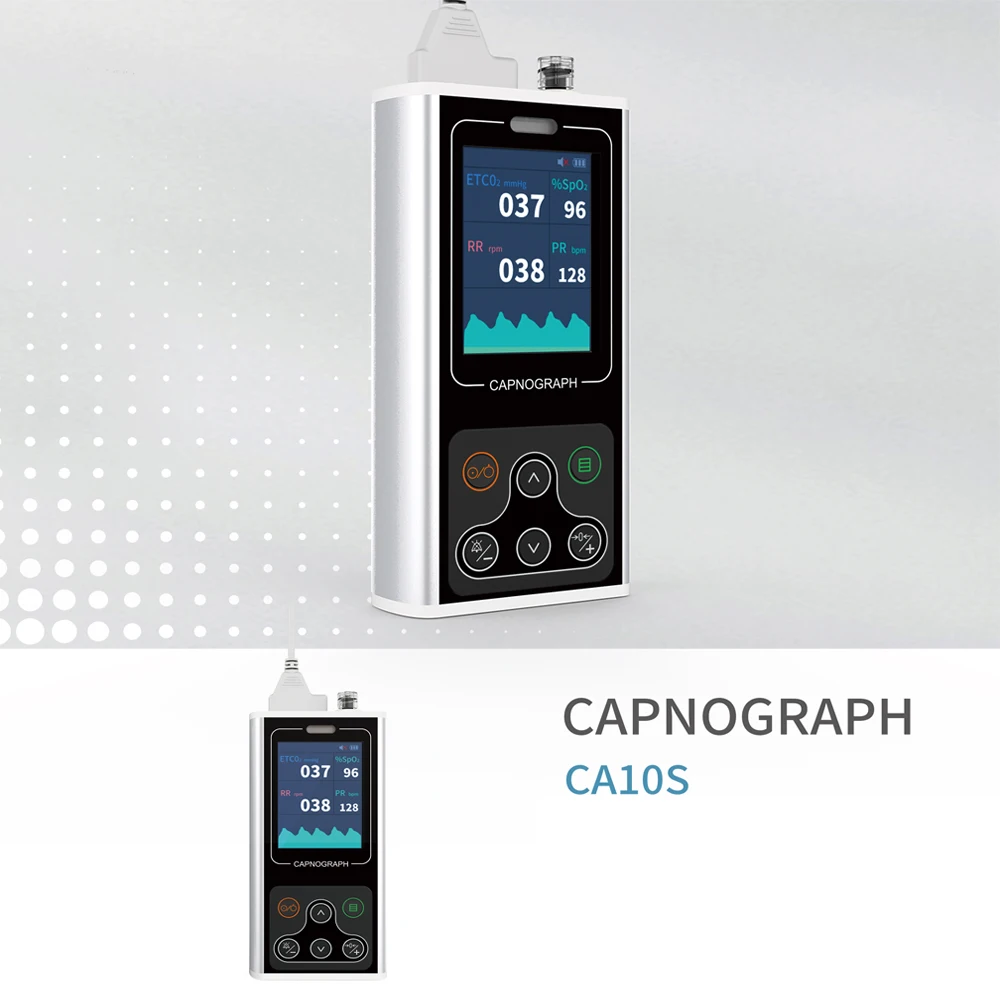 CA10S Portable Human Veterinary Etco2 Capnograph Monitor Patient Respiratory Waveform Compensation SPO2 PR RESP Monitor