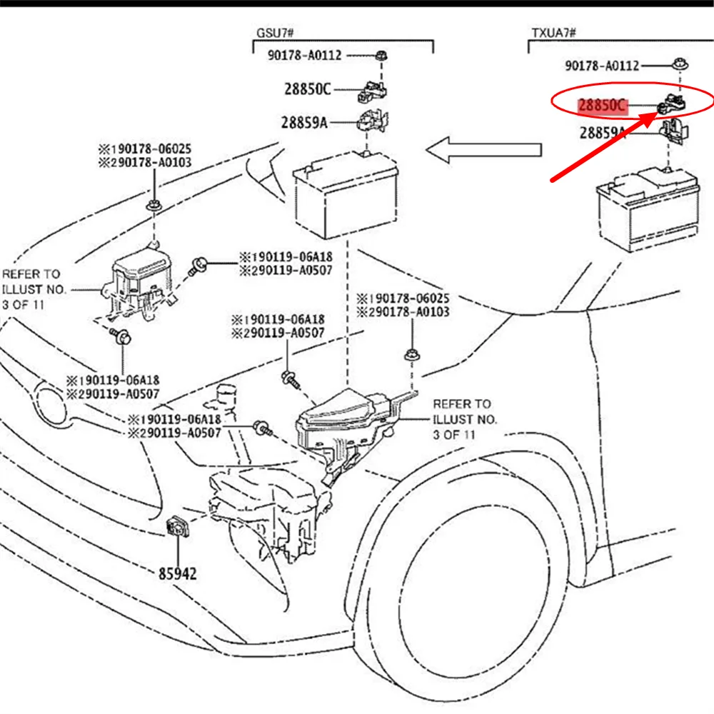 Car Voltage Battery Current Sensor Cable Terminal End For Toyota Highlander RAV4 Corolla Camry Levin Avalon Crown 28850-F0040