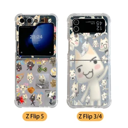INS Cute Funny Toro Inoue Cat Phone Case for Samsung Galaxy Z Flip 3 4 Z Flip 5 Z Fold 4 5G PC Soft Anti-fall Back Cover
