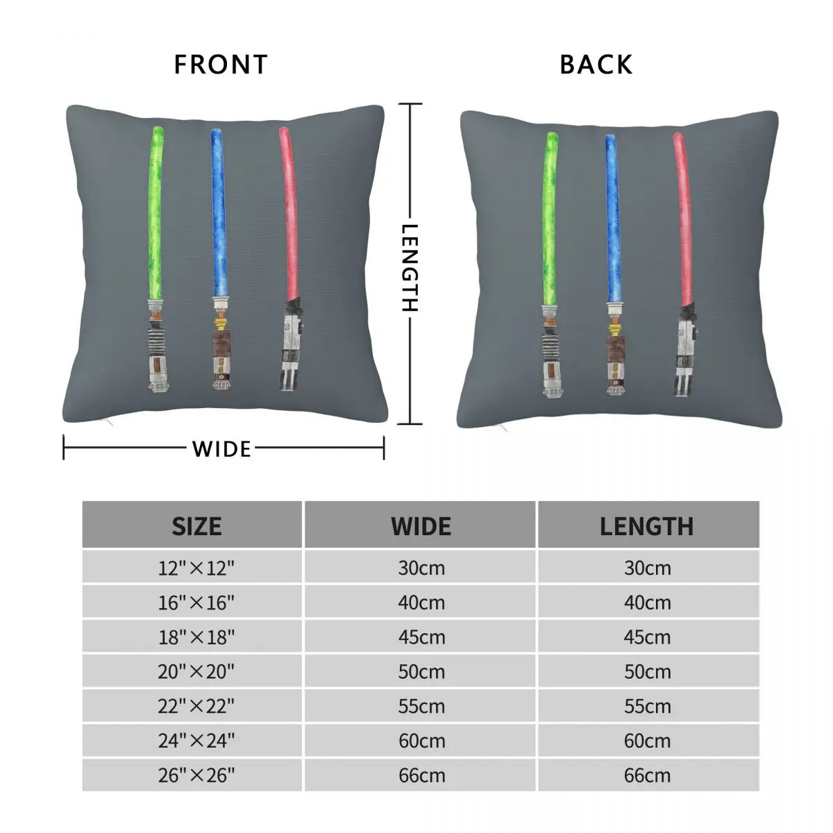 Lightsaber Trio Square Pillowcase Polyester Linen Velvet Creative Zip Decorative Throw Pillow Case Home Cushion Case