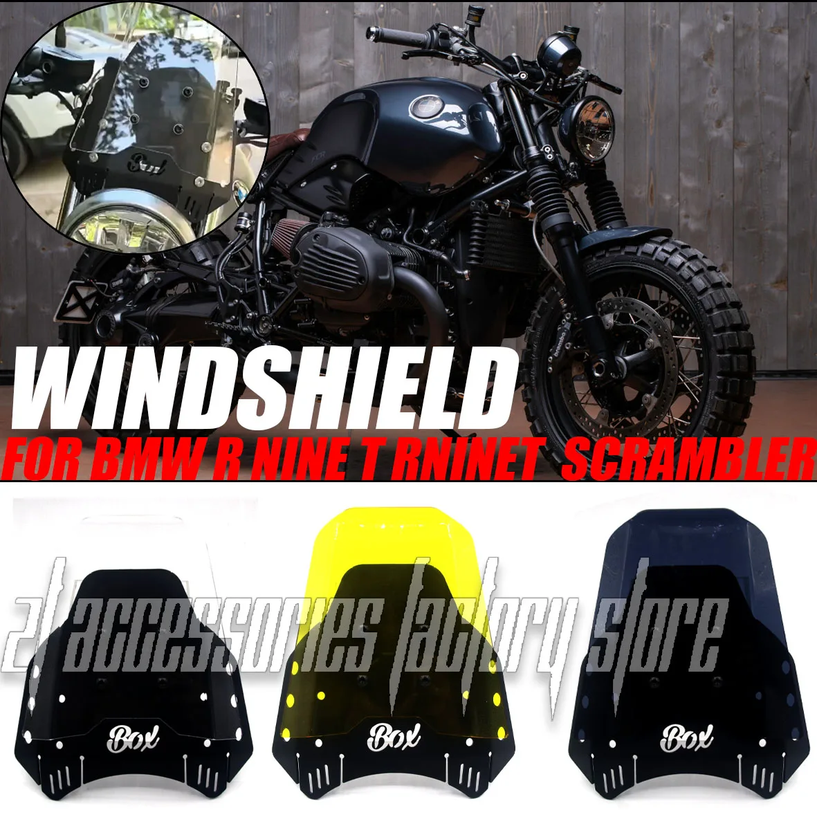 

Modified Windshield Aluminum Alloy Transparent Small Windshield Decoration New For BMW R NINE T RNINET Scrambler