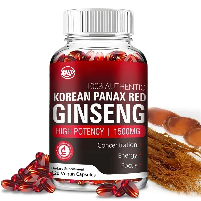 Korean Red Panax Ginseng Supplement - Enhances Energy, Strength, Vitality and Performance for Men and Women
