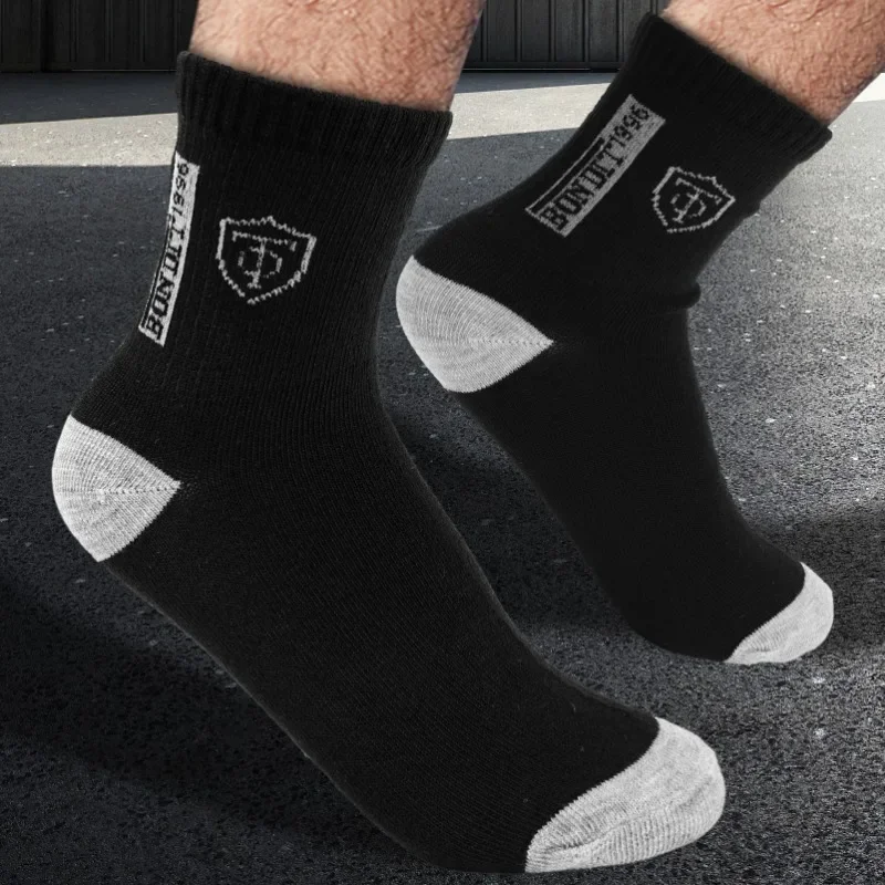 5Pairs Plus Size Men Socks Breathable Deodorant Absorb Sweat Middle Tube Male Socks Casual Comfortable Solid Color Sports Sock