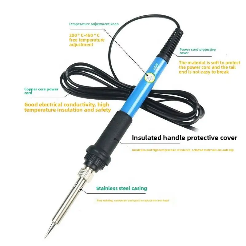 Электрический паяльник с регулируемой температурой, 60 Вт, вилка европейского стандарта 220 В/американского стандарта, сварочный утюг 110 В, сделай сам, для ремонта