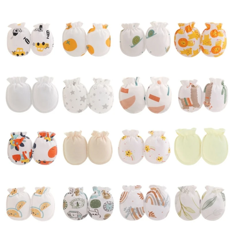 

5Pair Newborn Anti-Scratching Gloves Baby Cartoon Print Gloves Unisex Mittens