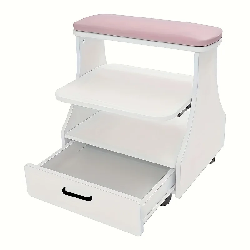 

Foreign trade cross-border nail stool with movable beauty stool storage, cart foot rest, leather pad, multifunctional nail