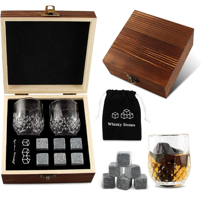 

Gift Set Marble Whisky Ice Cubes Reusable Cooling Stones Special Gift for Husband and Father