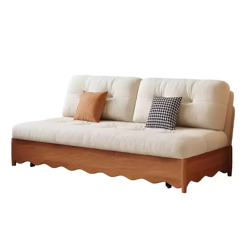 New medieval sofa bed telescopic push-pull dual-purpose small apartment living room single double solid wood sofa bed without ar