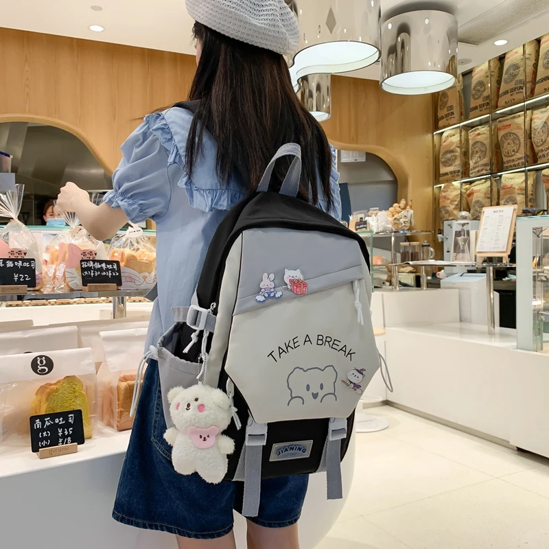 

2022 Women Japanese High Girls Backpack School Bags Multi Pockets For Teenage Girls Kawaii Backpack Harajuku Black Cute Mochila