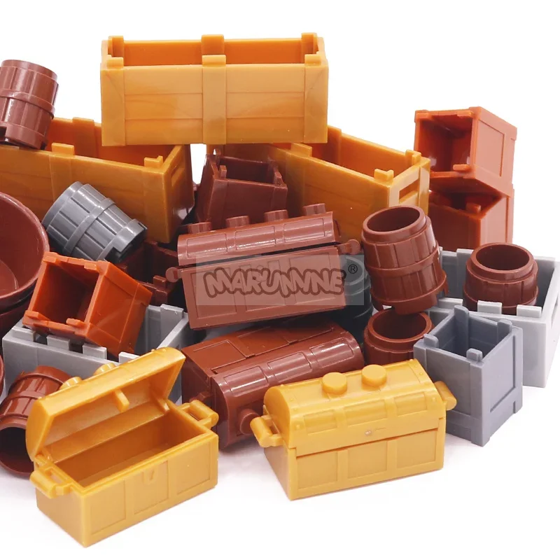 Marumine City Accessories MOC Bricks Basket for Bread Fruit Food Barrel Container Pirate Treasure Box 30150 61780 2489 4738 4739