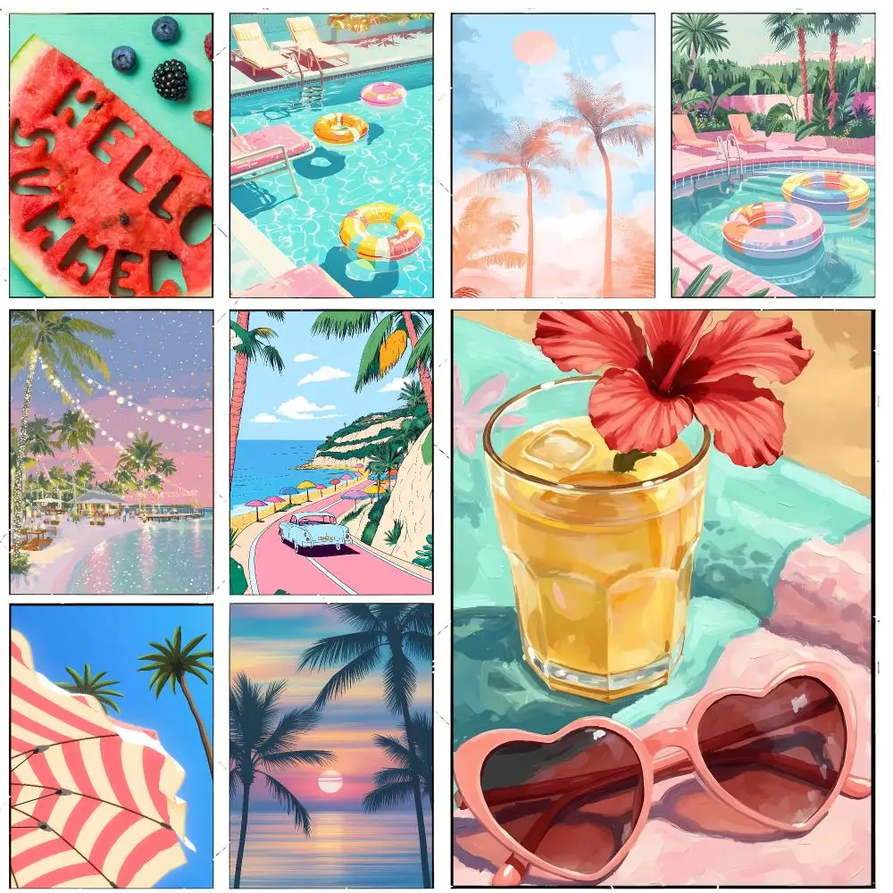 Bright Nostalgic S-Summer Vibes Art Poster Premium Decor Art & Gift for Household Lounge Home Ornaments