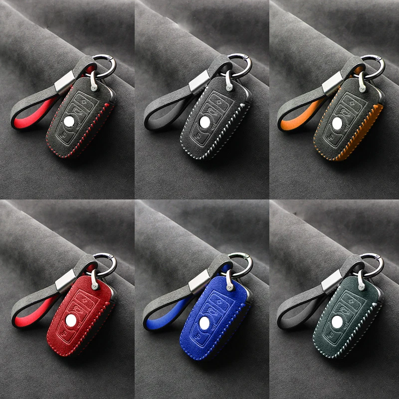 Luxury Suede Leather Car Remote Key Case Cover for BMW X1 X3 X5 X6 X7 F20 F15 F16 F48 G20 G30 Auto Keybag Protection Cover Shell