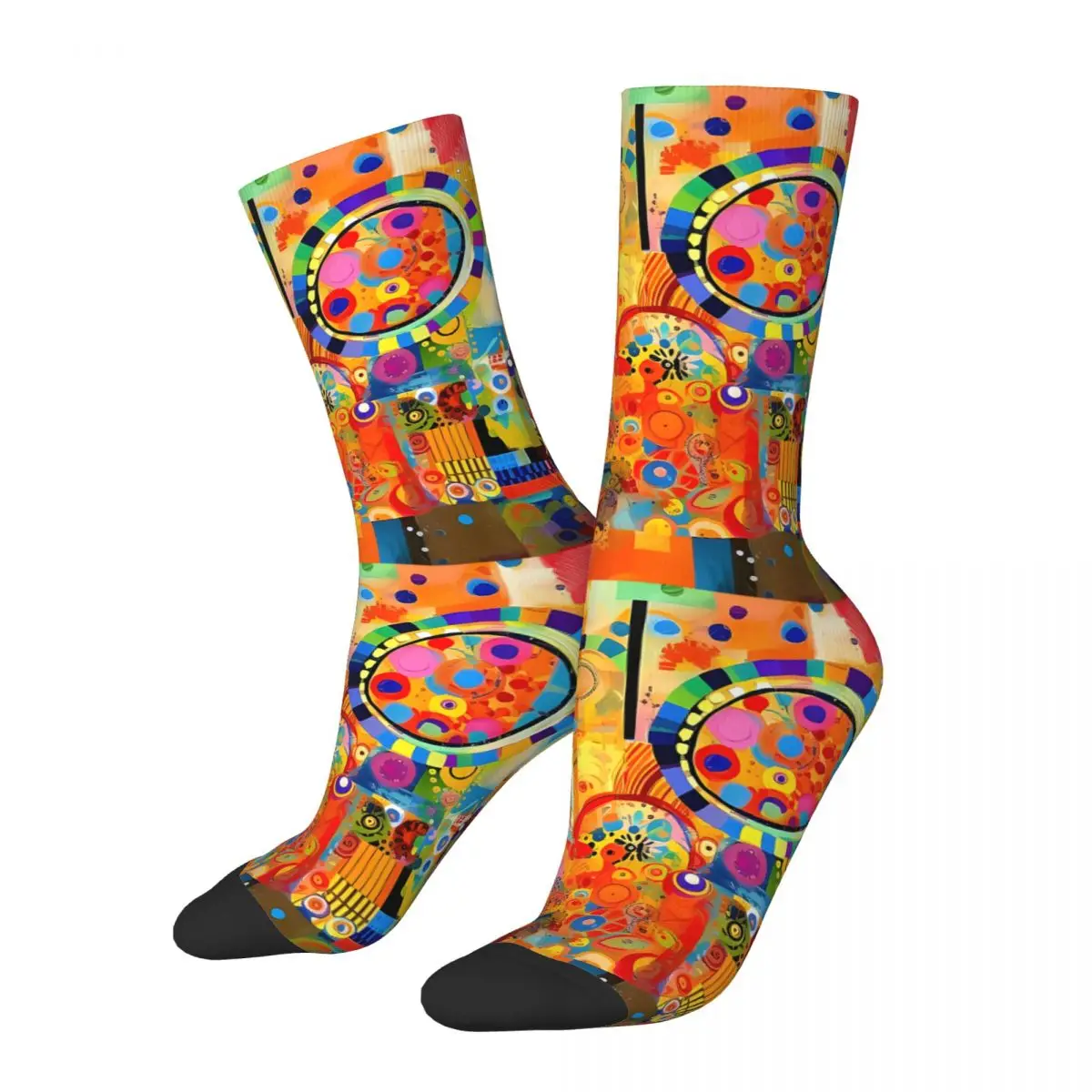 Rainbow Patchwork Pattern (2) Sock Printed Man Polyester