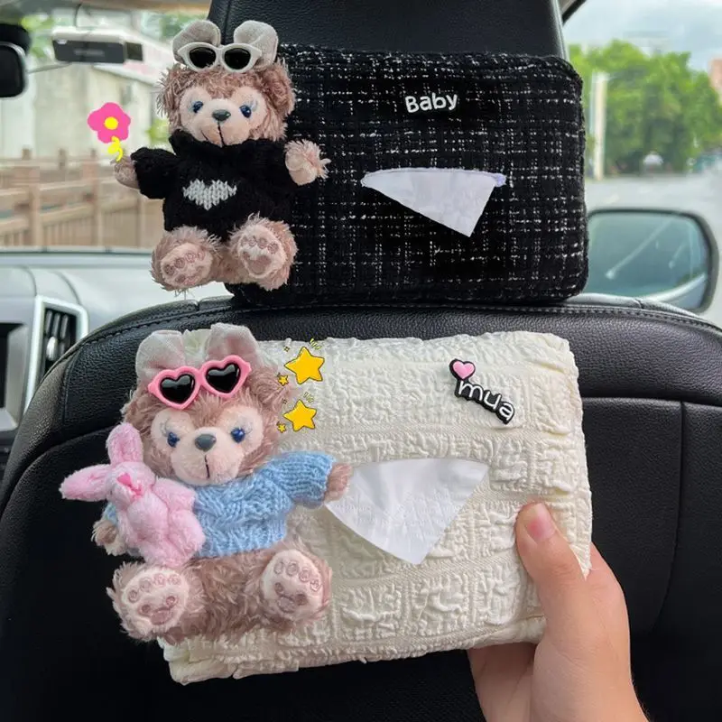 หมีน้อยน่ารักสร้างสรรค์กล่องกระดาษทิชชูรถที่นั่งด้านหลังด้านหลังถุงกระดาษแขวนภายในกระดาษทิชชูตกแต่ง