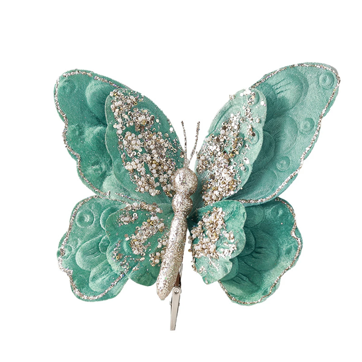 Artificial Christmas Flowers Christmas Butterfly Ornament Moderate Size Suitable For DIY Projects Holiday Decor