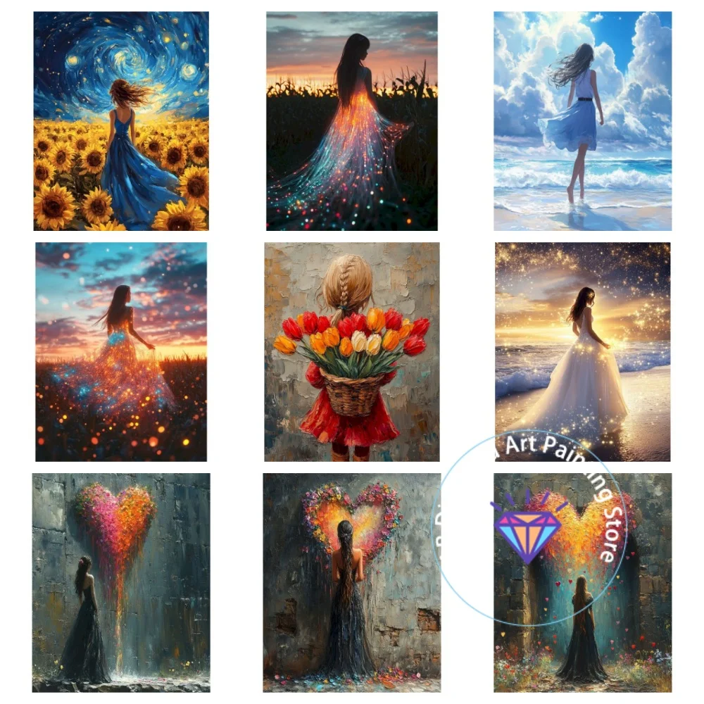 

Portrait Girl Cartoon AB Diamond Painting Kit Square Round Diamond 5D DIY Mosaic Handmade Art Adult Exquisite Gift Home Decor