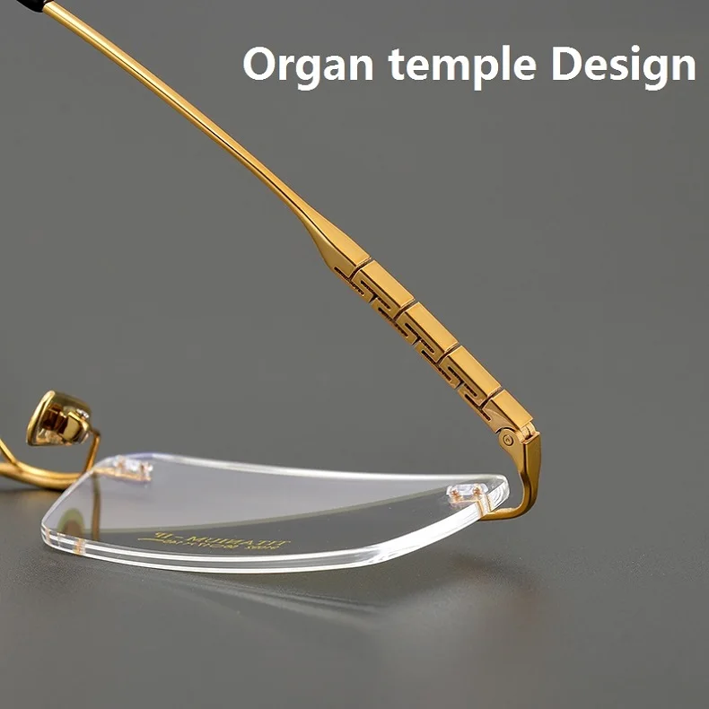 Reines Titan Ultraleichte Brillen Randlose Brillengestell Männer Quadratische Geschäftsbrillen Frauen Keine Felge Brille Modetrend – Detail 4
