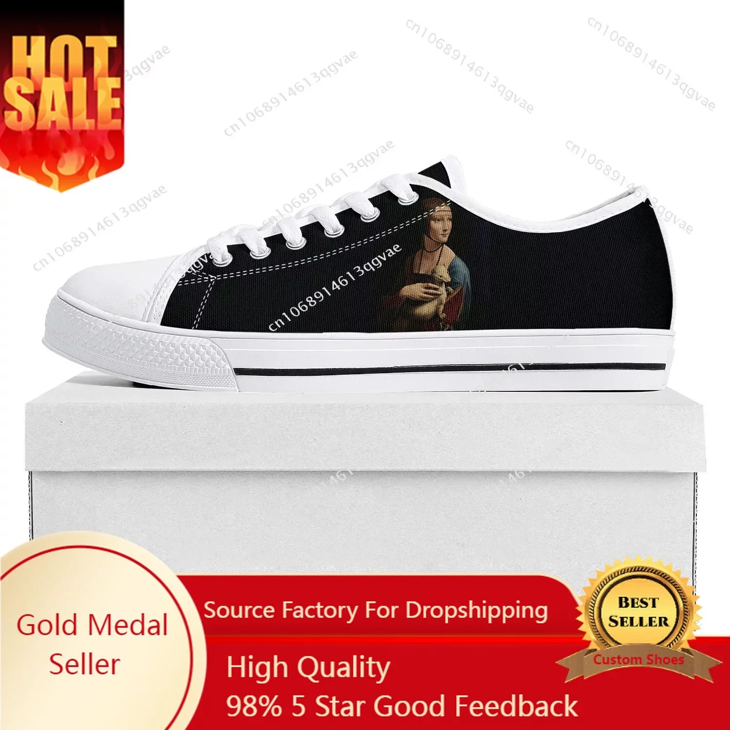 

Lady with an Ermine Low Top Sneakers Womens Mens Teenager High Quality Sneaker Canvas Custom Made Shoes Customize Shoe White