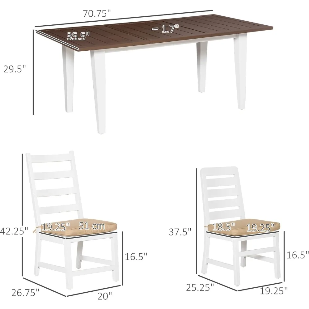 Patio Dining Set for 6, Outdoor Furniture Set with a Table & Chairs, Cushions, Umbrella Hole for Garden, Backyard, or Poolside