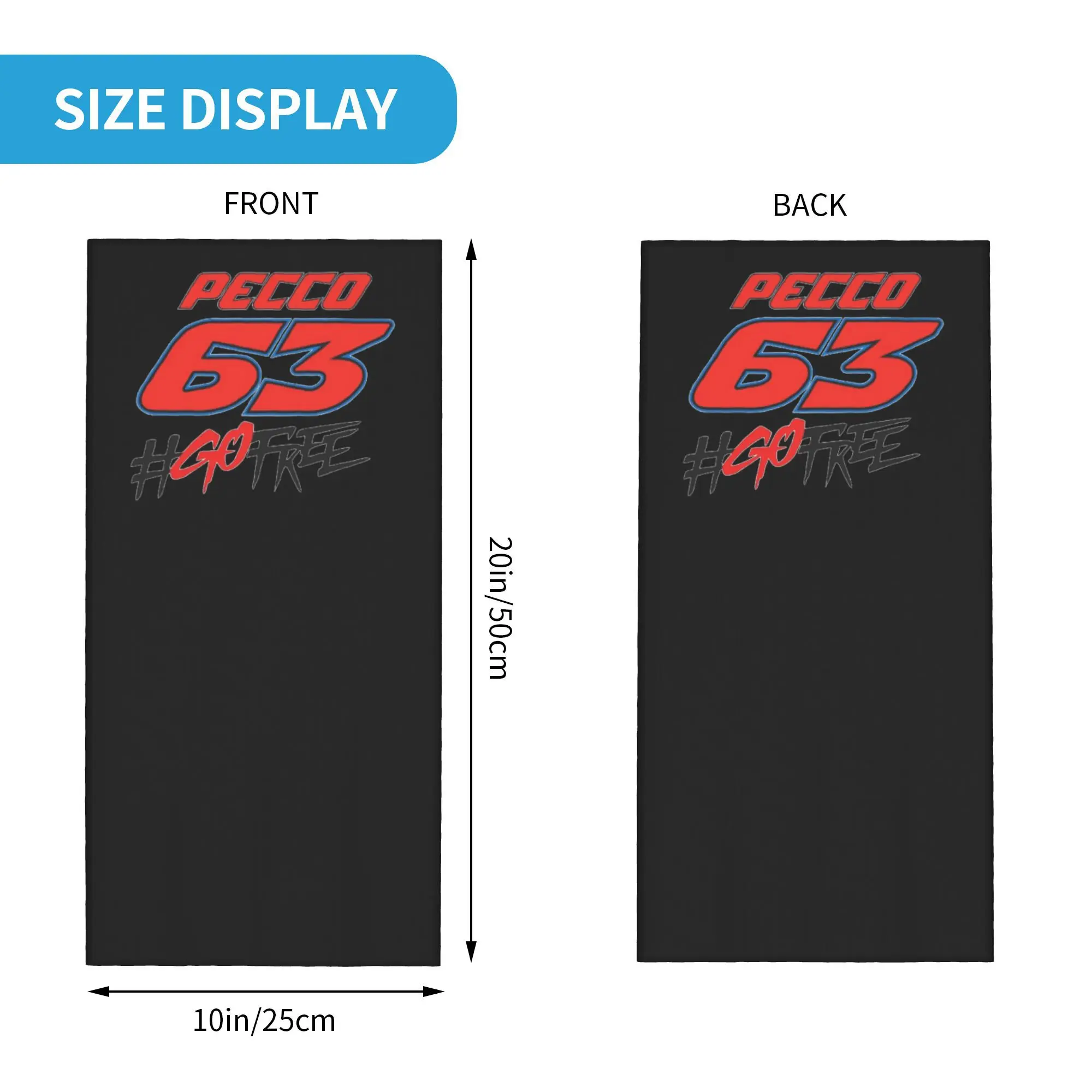 Pecco Bagnaia 63 Go Free バンダナ ネックカバー プリント ラップ スカーフ 多機能 サイクリング スカーフ アウトドア スポーツ ユニセックス 大人 洗える