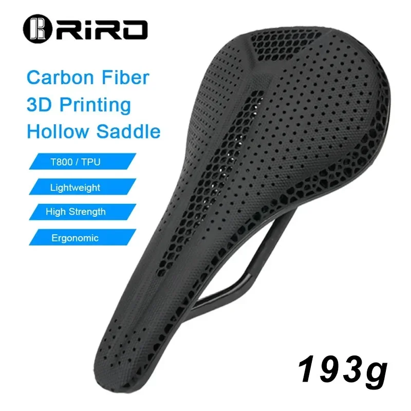 

RIRO Ultra-Light Carbon Fiber Bicycle Saddle 3D Printing Highway MTB Racing Saddle Bicycle Cushion Bicycle Seat Accessories