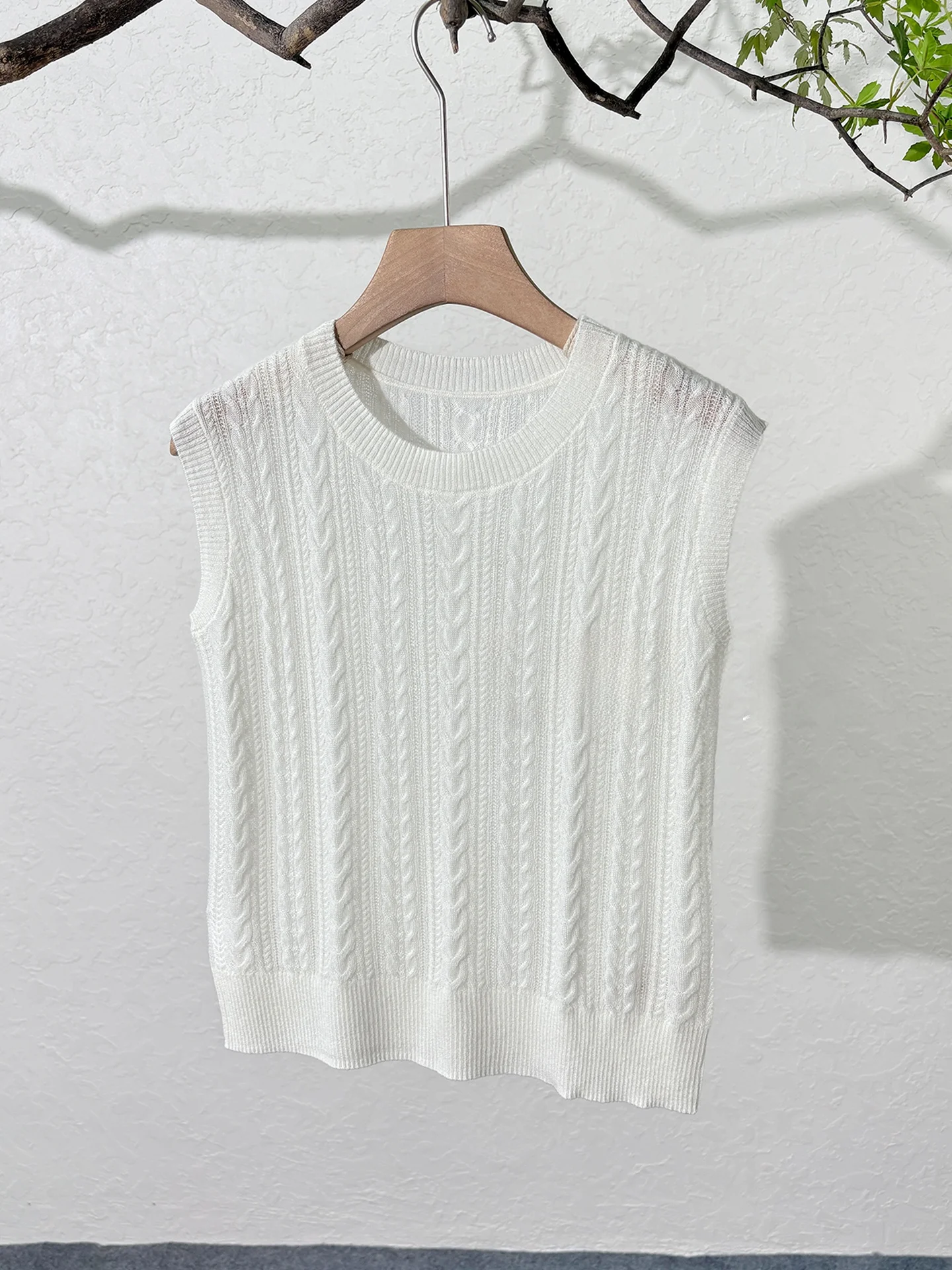 

Вязаный жилет из смешанной шерсти, круглый Ne Svel, женский белый твист-узор, текстура, внутренняя одежда, слоивание мочи