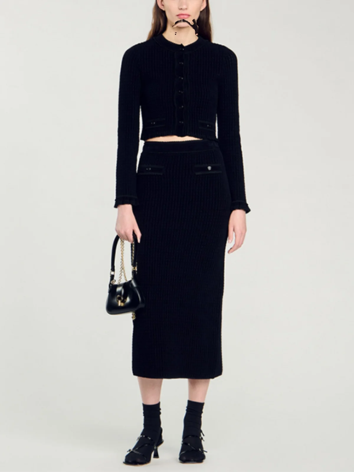 

Модная женская трикотажная юбка А-силуэта MaSandeS на осень-зиму, с завышенной талией, облегающая, длинная, в пол, для повседневной носки...