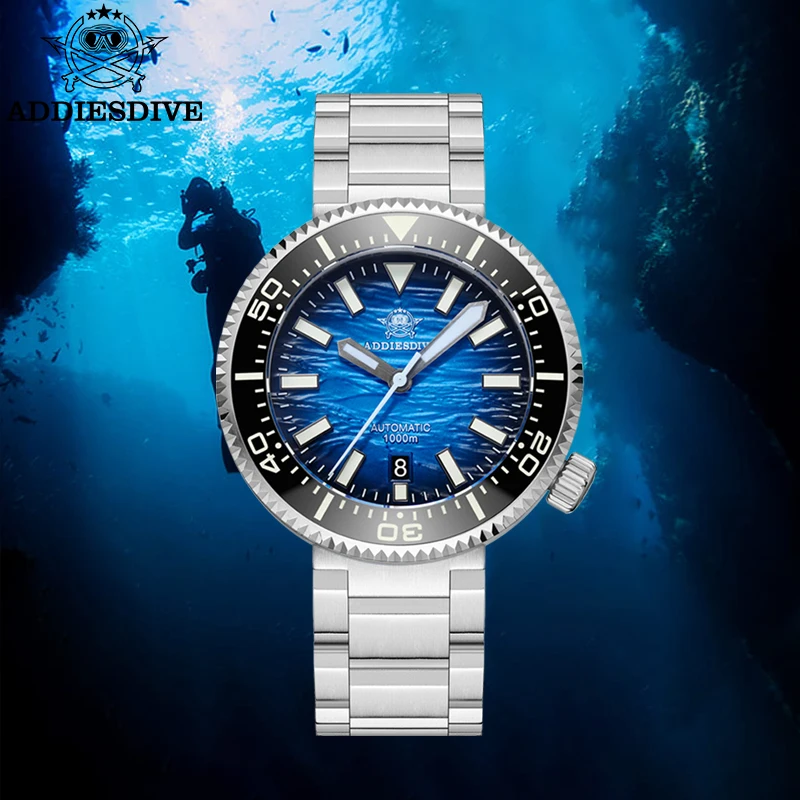 

ADDIESDIVE 1000m Men's Dive Watch Gradient Fashion Sapphire Glass Waterproof Mechanical Wristwatch 46mm Ceramic Bezel Luminous
