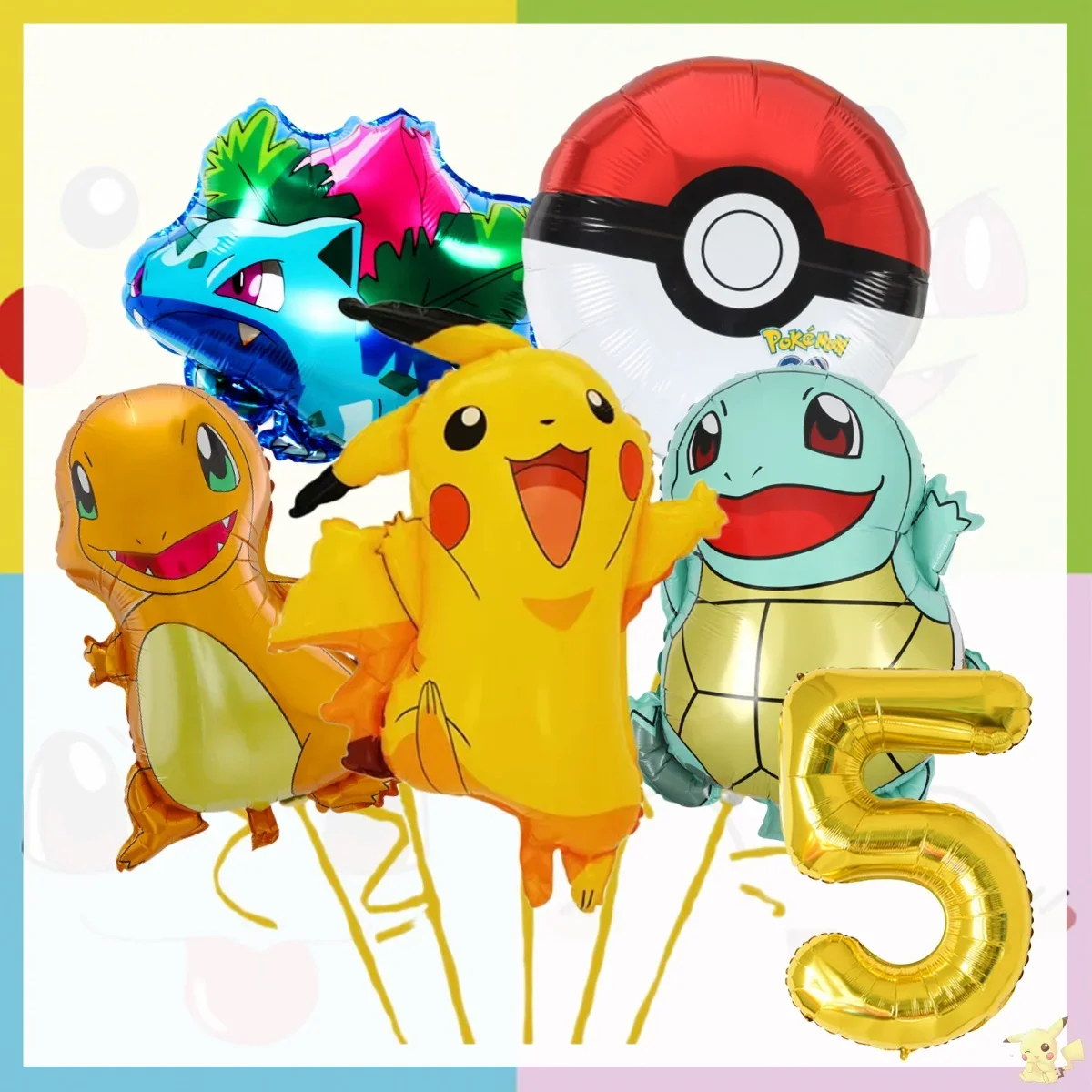 Ballon de Décoration d'Anniversaire Pokémon, Pikachu, Poulet, Assiettes Britangiennes, Ballon de Bulbizarre, Fournitures de ixPréChristophe pour Enfants