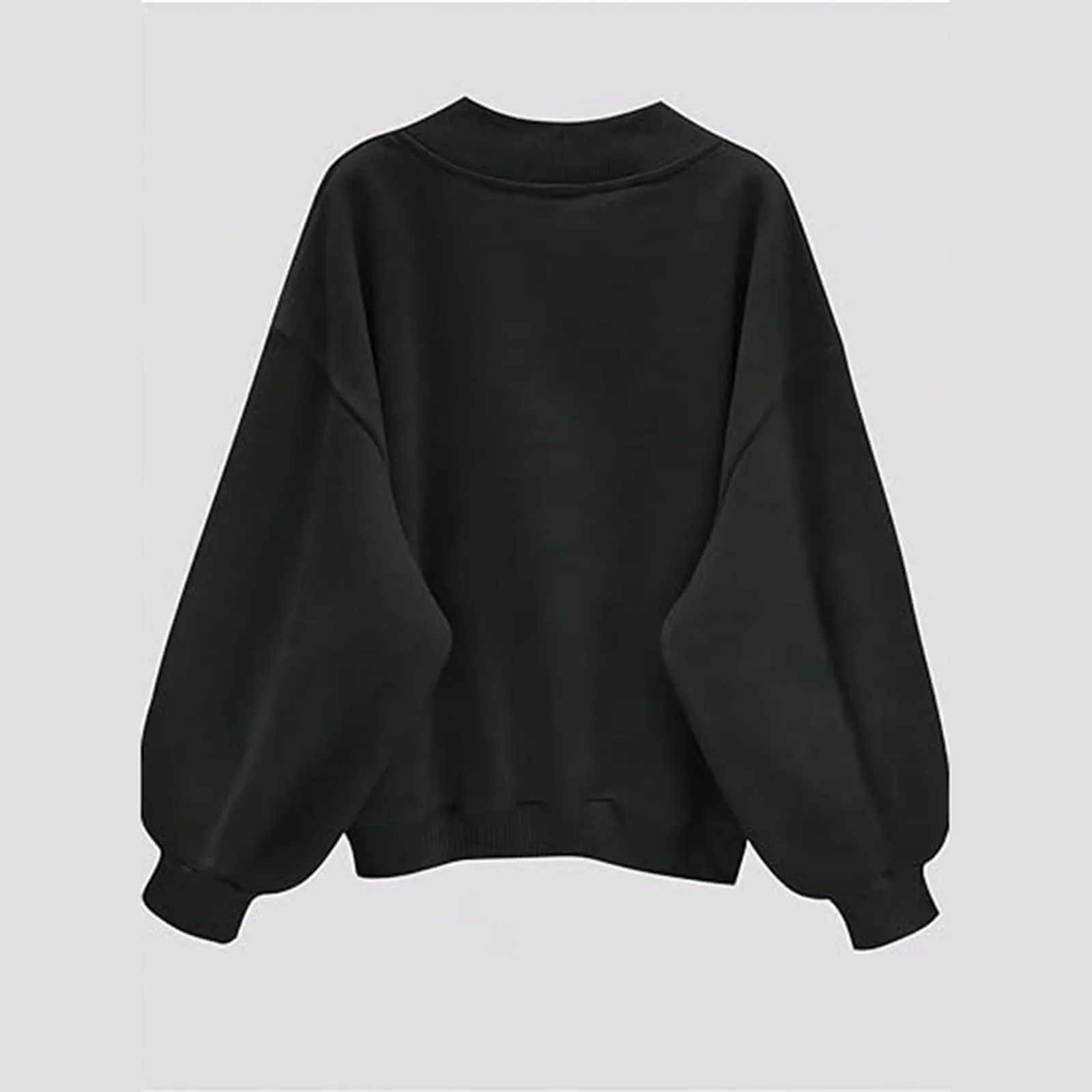 Y2k Oversized Hoodie V-Neck Long Sleeve Loose Hoodies For Women Streetwear Black Gray Korean Style Autumn Sweatshirt